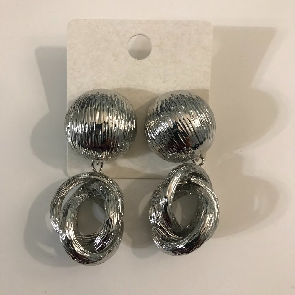 Silver colored drop earrings